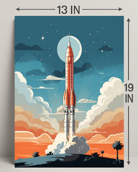 Rocket Launch At Dusk Poster