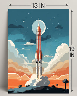 Rocket Launch At Dusk Poster