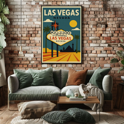 Classic Las Vegas Welcome Sign Retro Art Poster