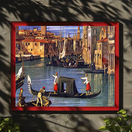 Venetian Gondolas in Vibrant Waterway Cultural or Heritage Poster