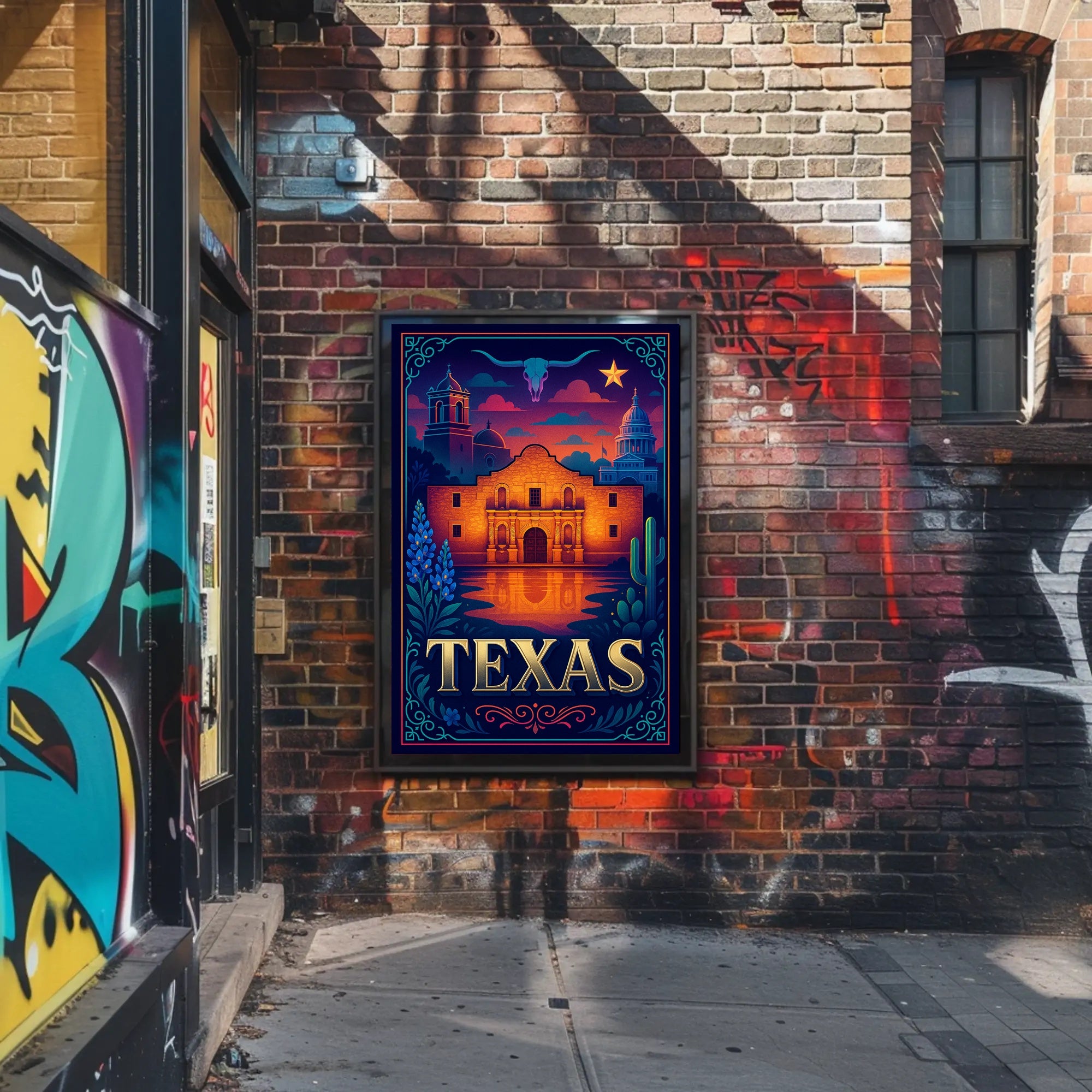 Texas Heritage Poster Vintage Travel Wall Art
