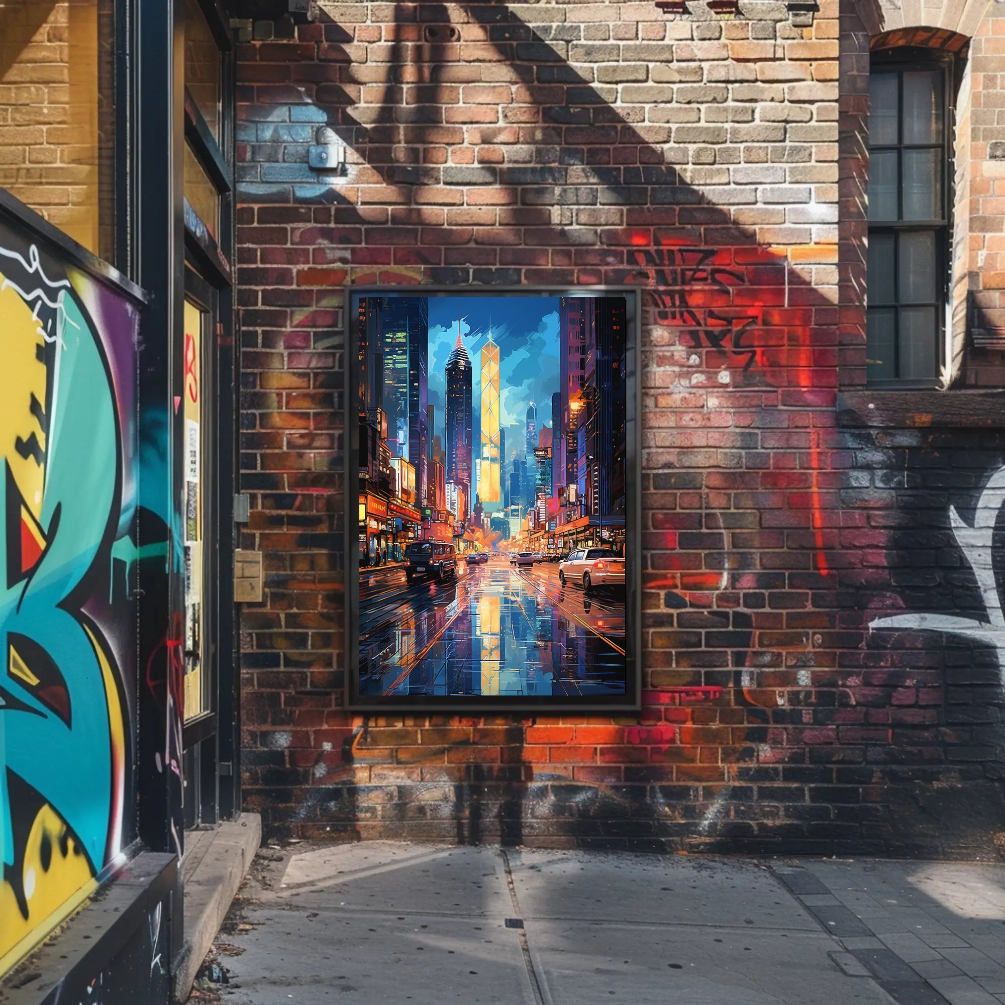 Energetic Nightlife In Modern City Poster Modern Wall Art