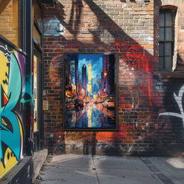 Energetic Nightlife In Modern City Poster Modern Wall Art