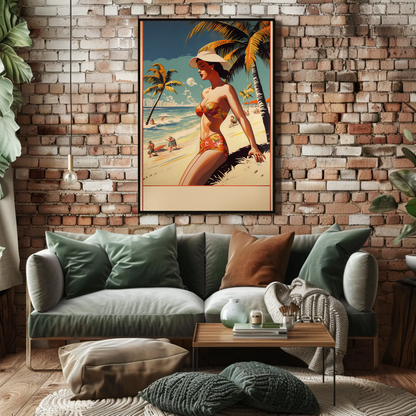 Retro Beach Beauty In Summer Scene Travel Poster