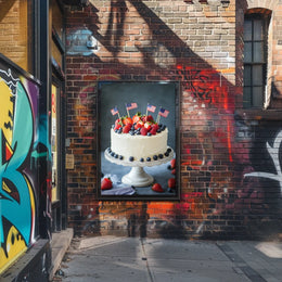 patriotic cake with white icing Poster