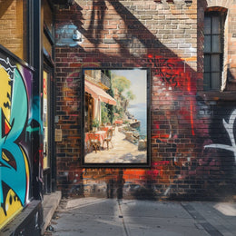 Seaside Café Serenity Poster