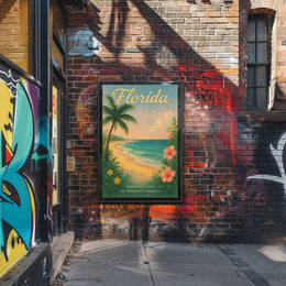 Florida Beach Poster Vintage Sunshine State Print