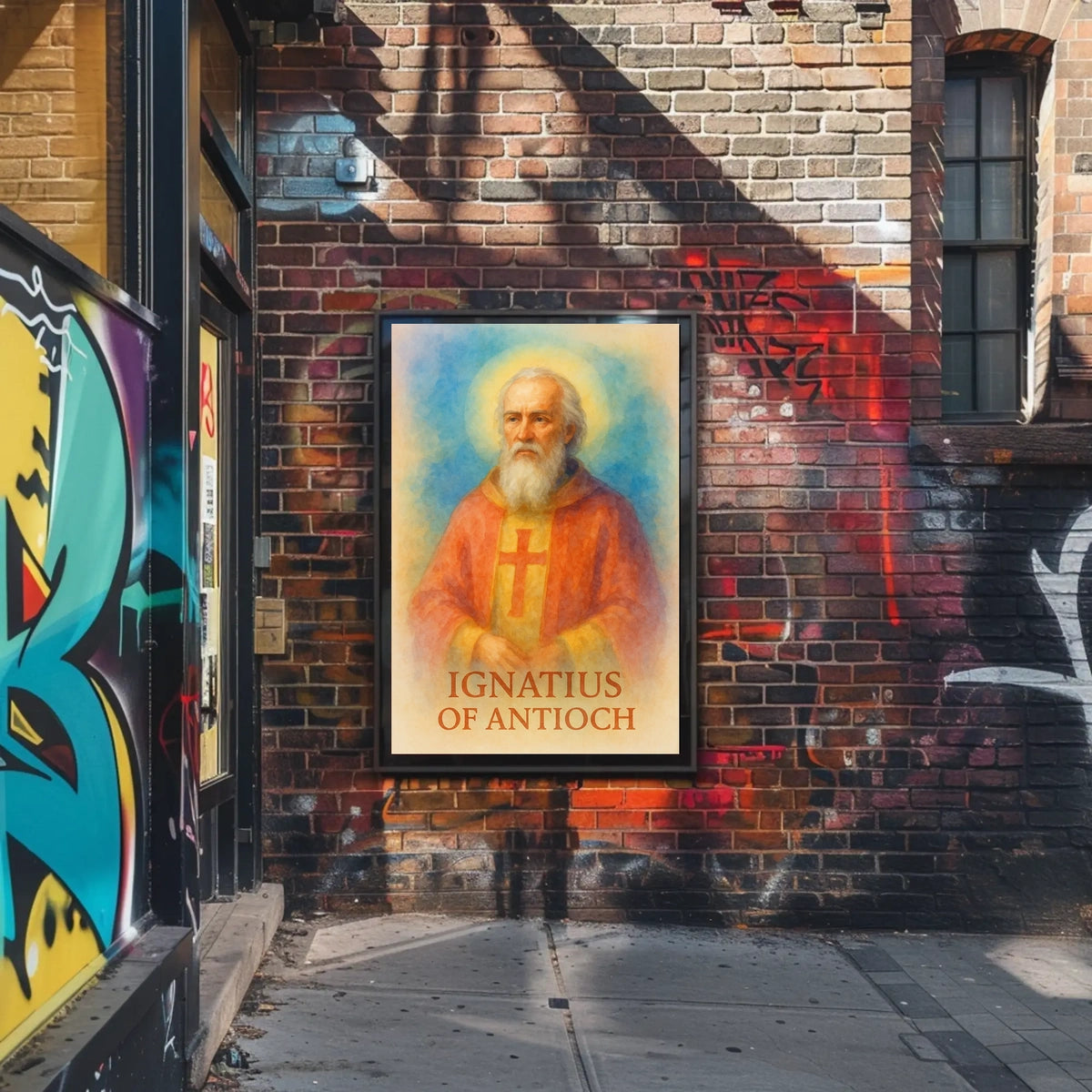 The selected category would be: Historical or Presidential Poster

Ignatius of Antioch vibrant historical religious poster art