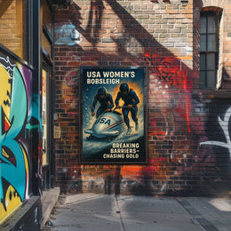 USA Womens Bobsleigh Breaking Barriers Poster