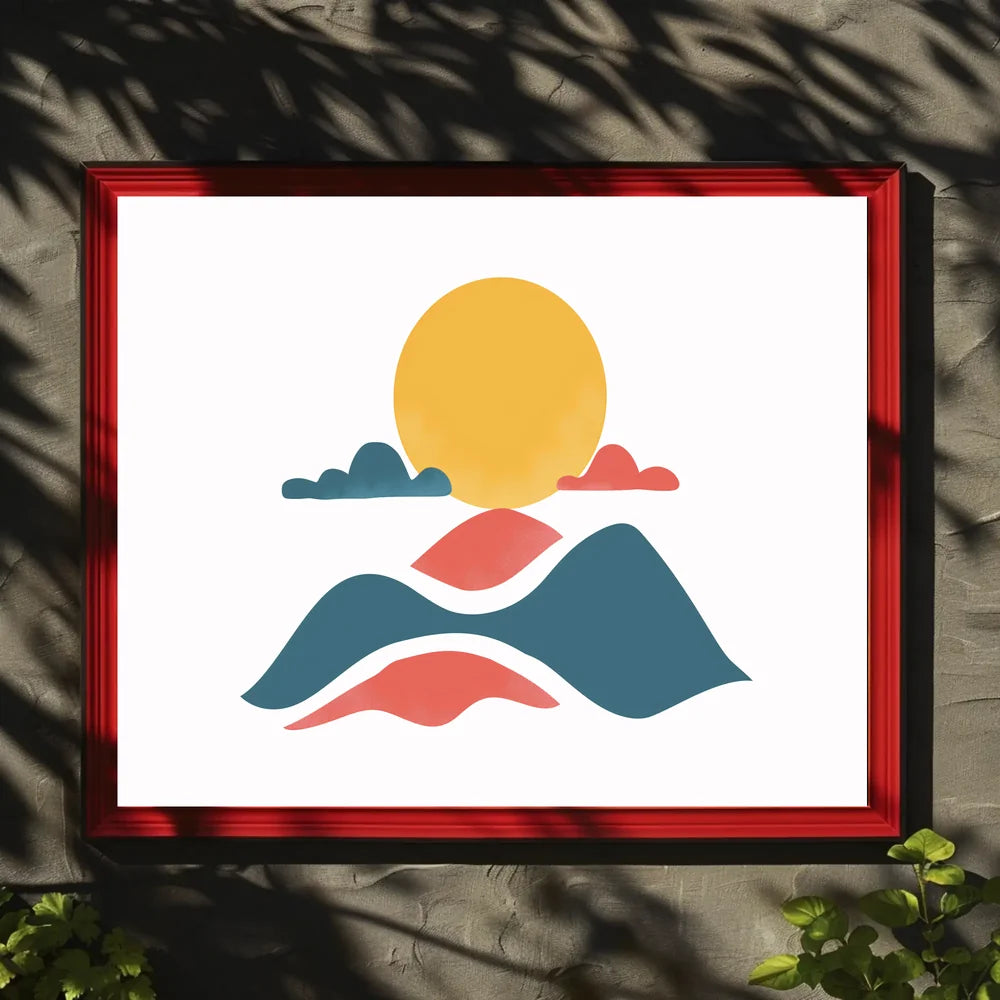 Minimalist Abstract Sun and Landscape Art Poster