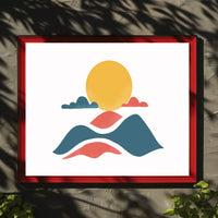 Minimalist Abstract Sun and Landscape Art Poster