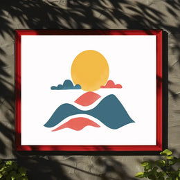 Minimalist Abstract Sun and Landscape Art Poster