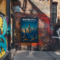 New York City Energy Urban Skyline Poster Vintage Wall Art
