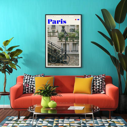 Parisian Street Bike Scene Vintage Travel Poster