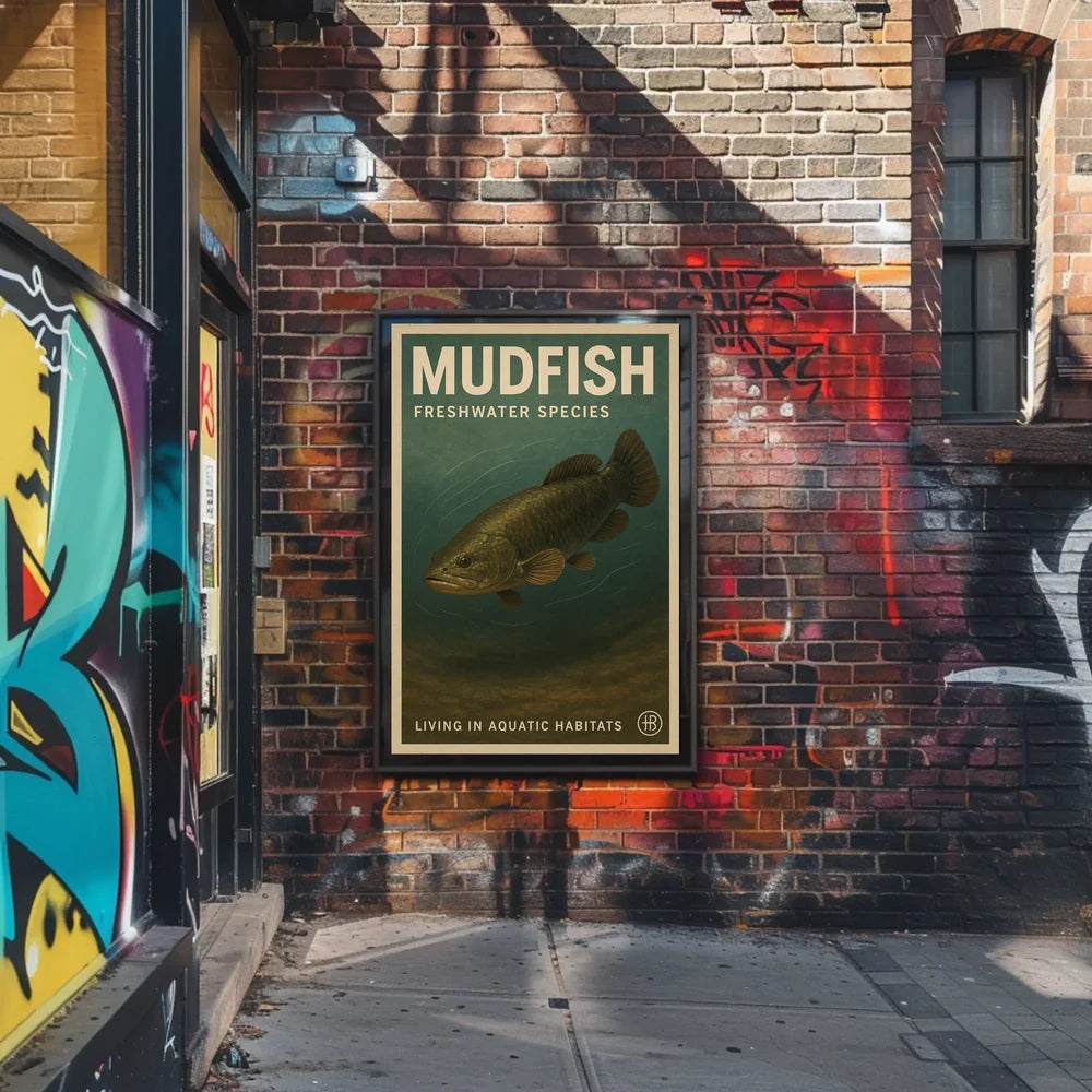 Mudfish Freshwater Illustration Vintage Educational Animal Poster PosterGoat