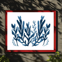 Abstract Blue Seaweed Minimalist Art Poster
