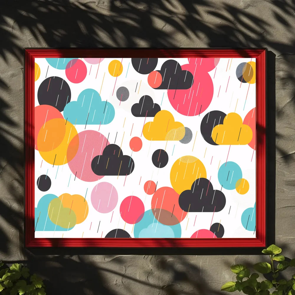 Vibrant Abstract Circles and Clouds Art Poster