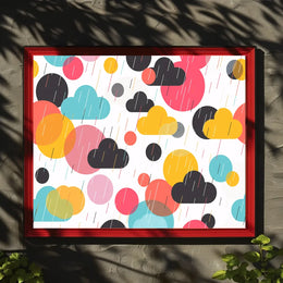 Vibrant Abstract Circles and Clouds Art Poster