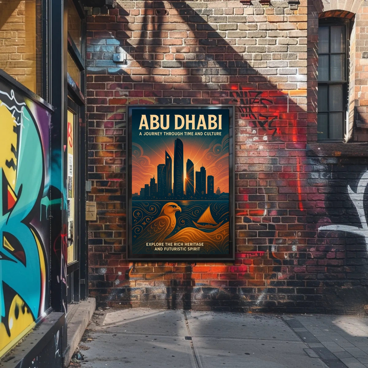 Abu Dhabi Skyline Art Futuristic Cityscape Travel Poster
