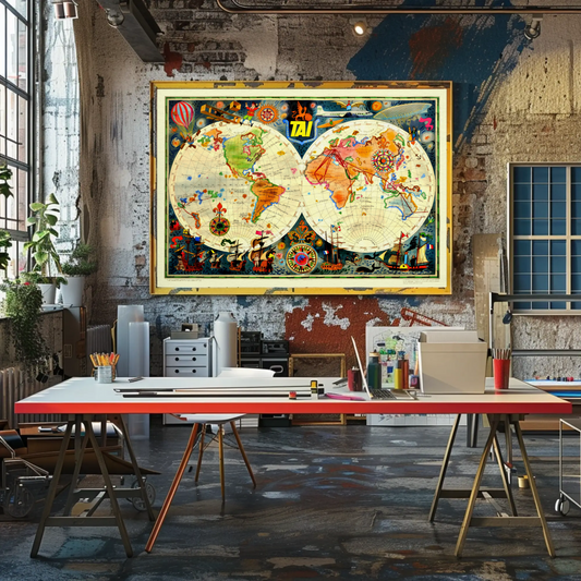 Vintage World Travel Map Poster