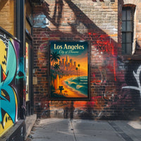 Los Angeles Dreamscape Vintage Poster: Urban & Coastal