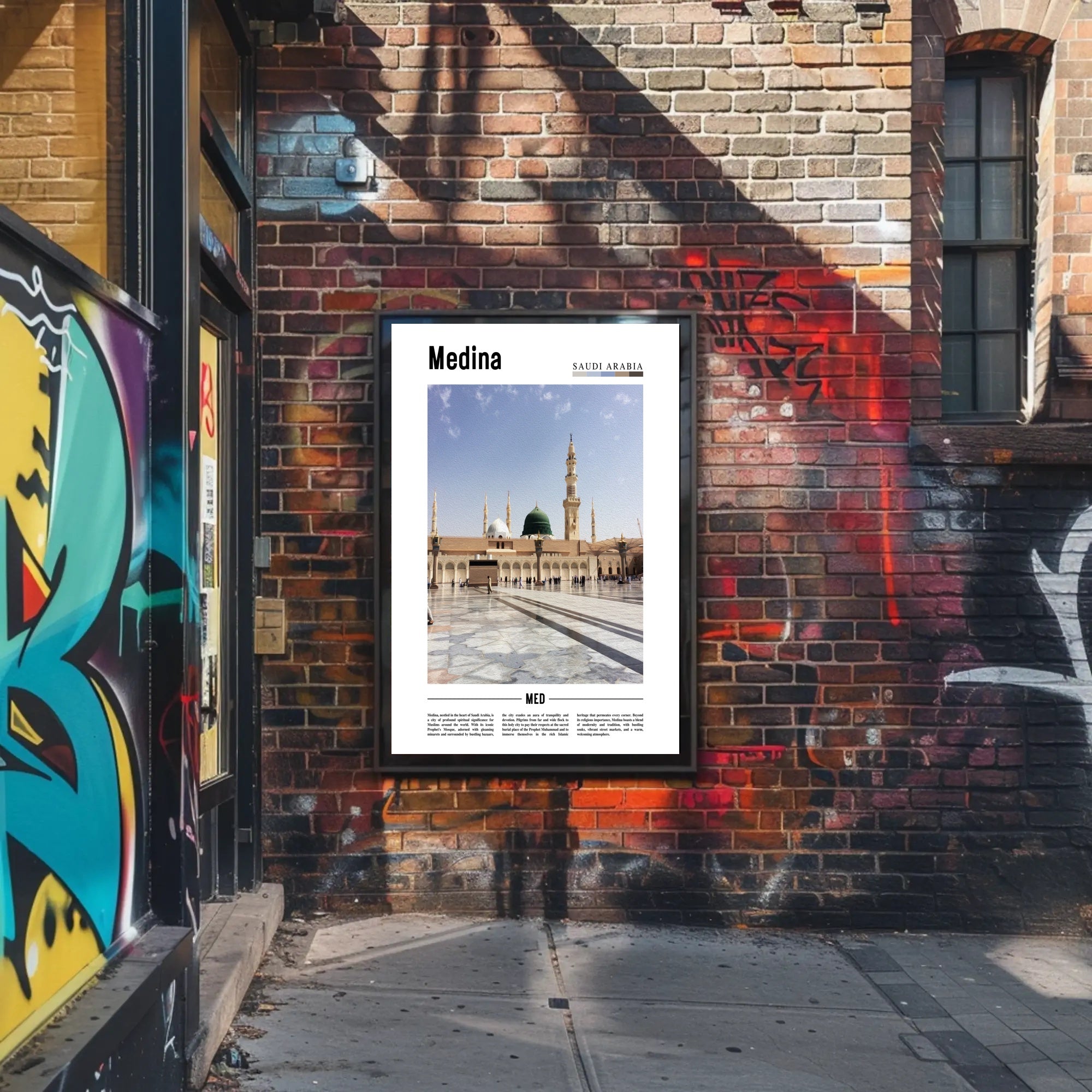 Medina's Iconic Prophet's Mosque Photorealistic Urban or Cityscape Poster PosterGoat