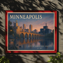 Minneapolis City of Lakes Travel Poster