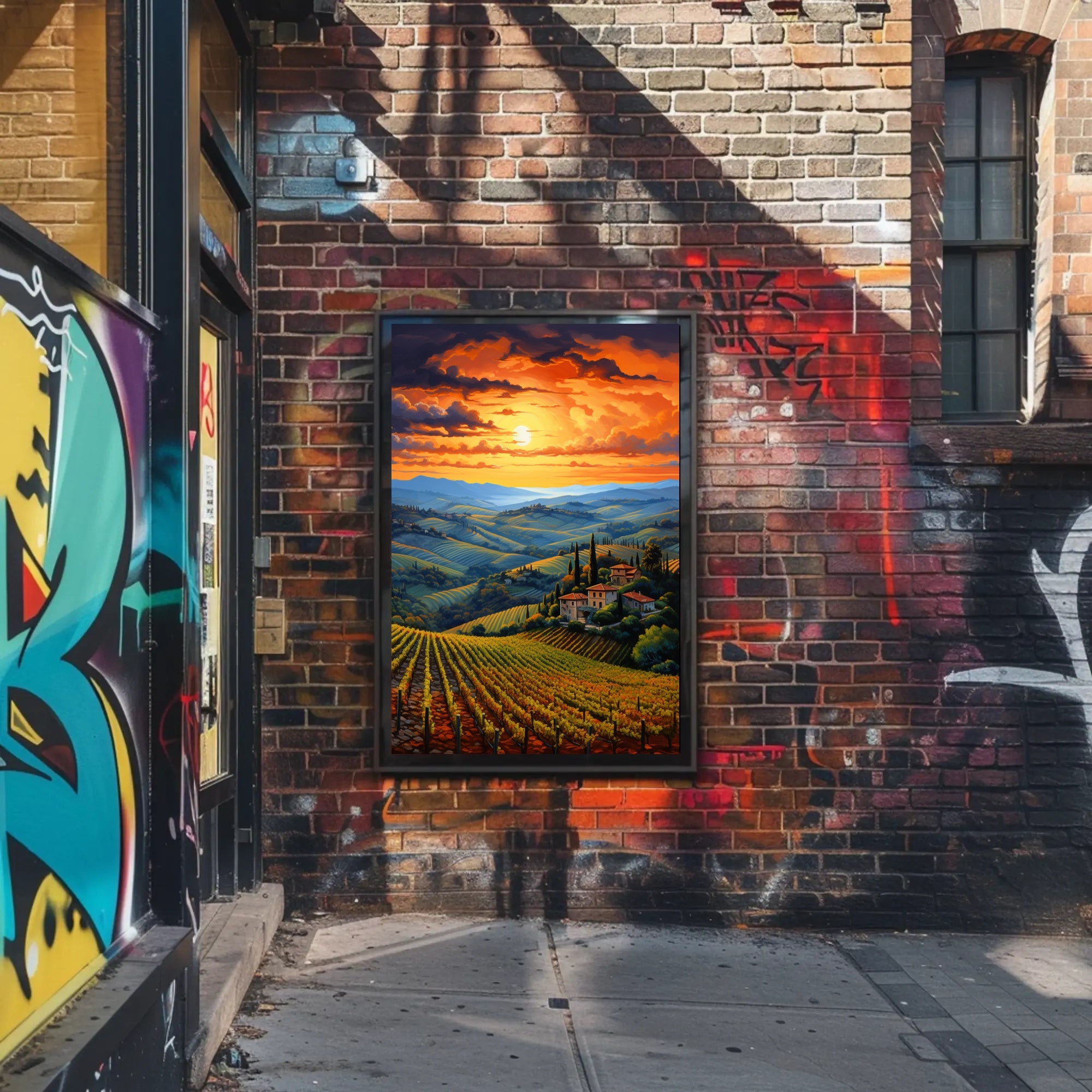 Sunset Over Tuscan Vineyards Poster