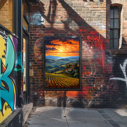 Sunset Over Tuscan Vineyards Poster