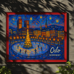 Oslo Winter Night Photography Realism Poster