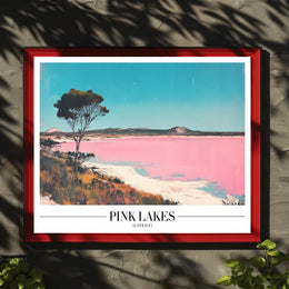 Serene Pink Lakes at Dusk Travel Poster