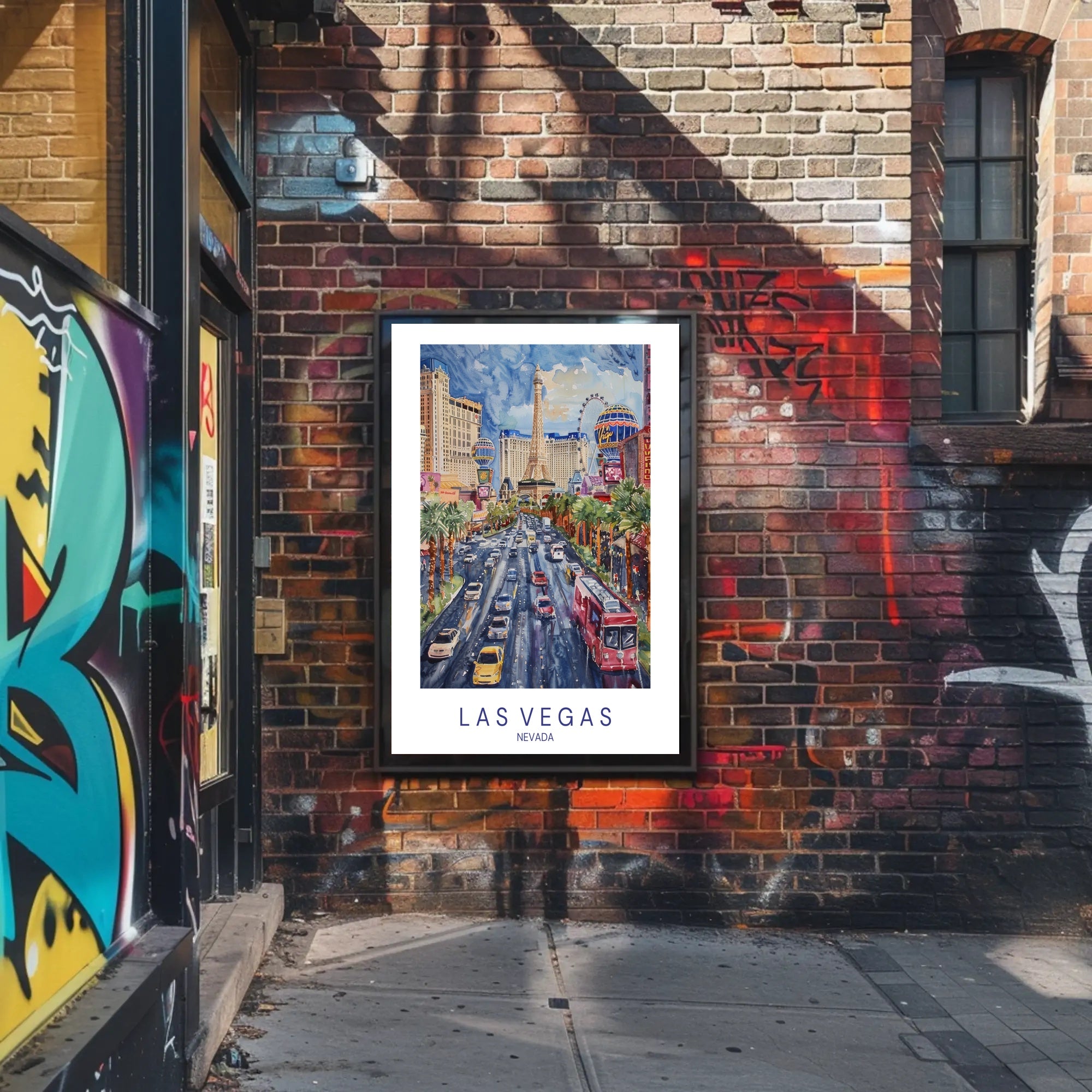 Las Vegas Cityscape Vibrant Watercolor Travel Poster PosterGoat
