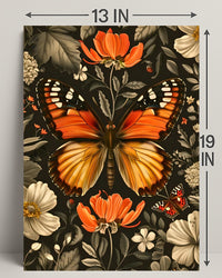 Vibrant Butterfly and Flowers Decorative Animal Poster