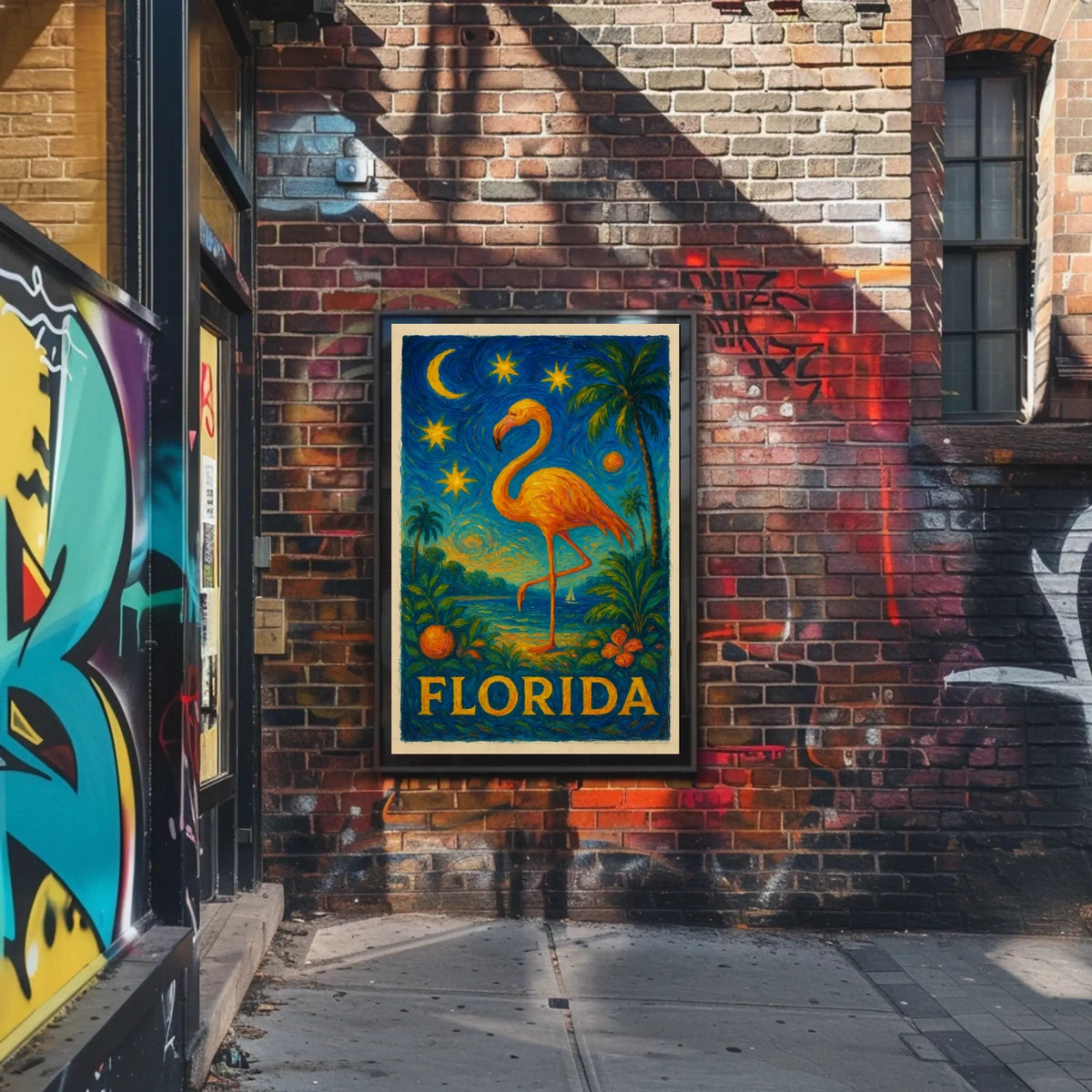 Florida Flamingo Tropical Travel Poster