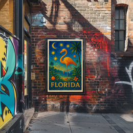 Florida Flamingo Tropical Travel Poster