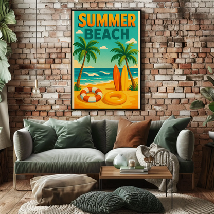 Summer Beach Palm Trees Travel Poster