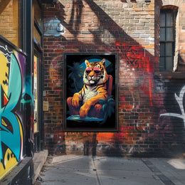Tiger on Chair with Sunglasses - Animal Poster