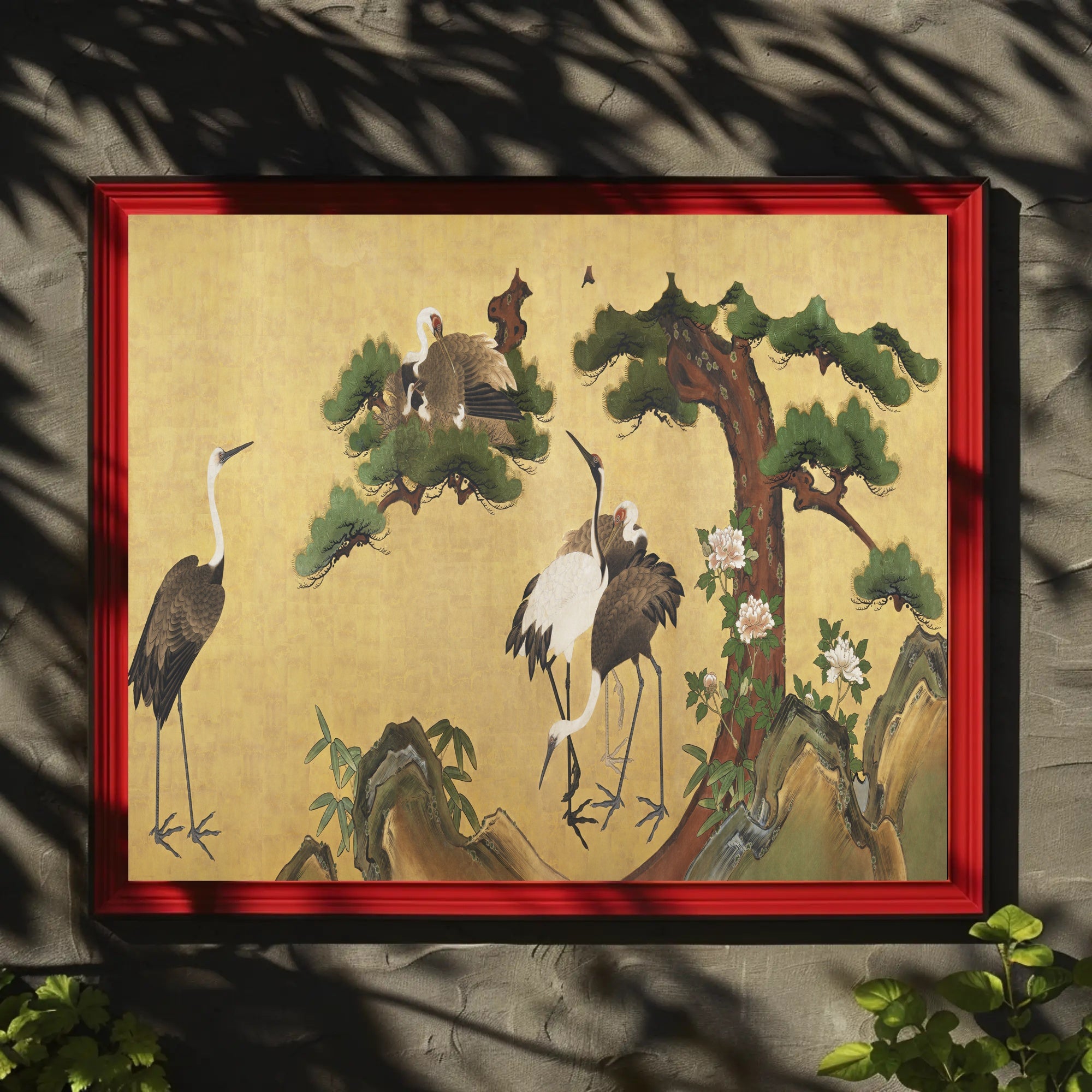 Cranes in Serenity: Traditional Asian Art Cultural Poster