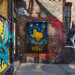 Texas Starry Night: Golden State Abstract or Artistic Poster