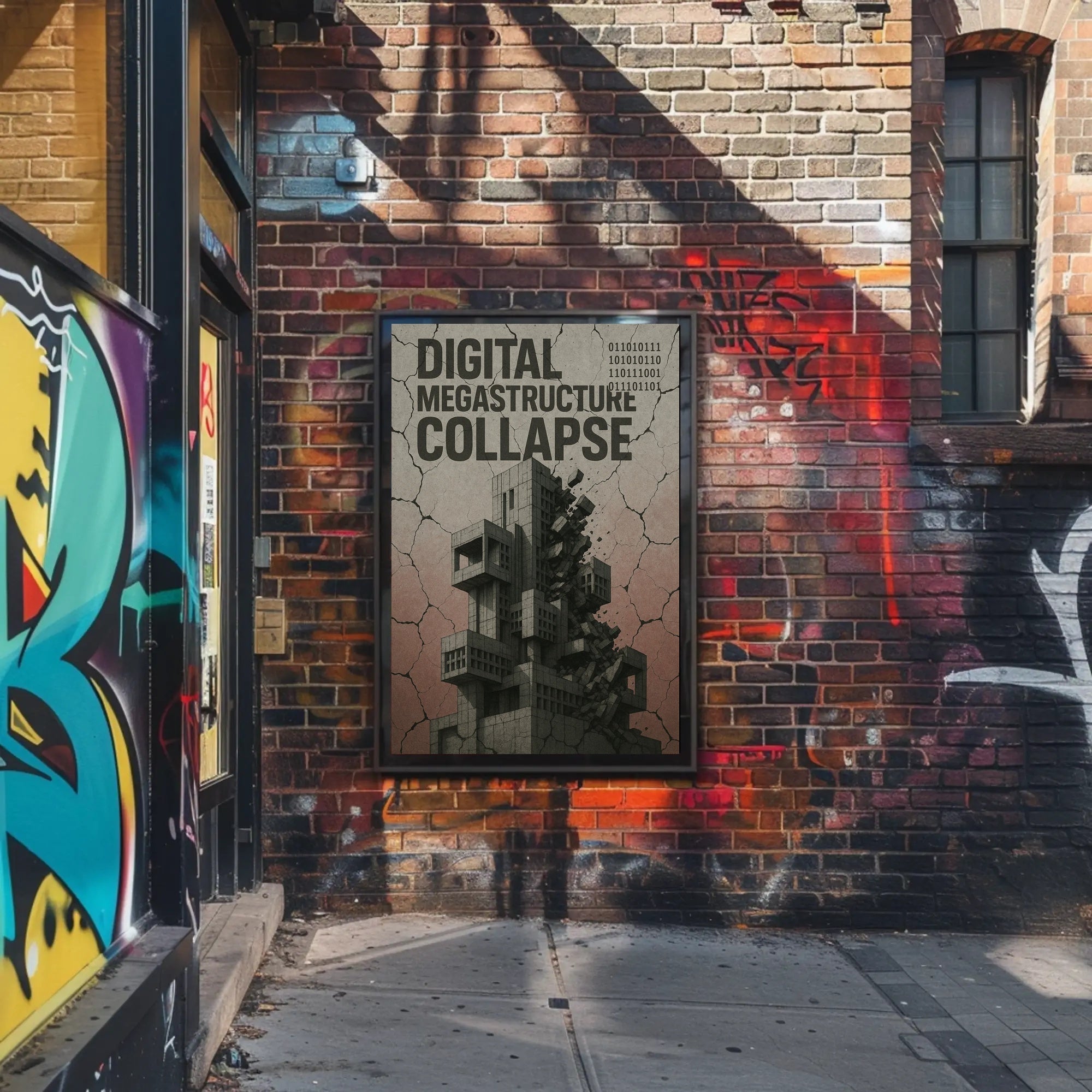 Digital Megastructure Collapse Futuristic Sci-Fi Poster