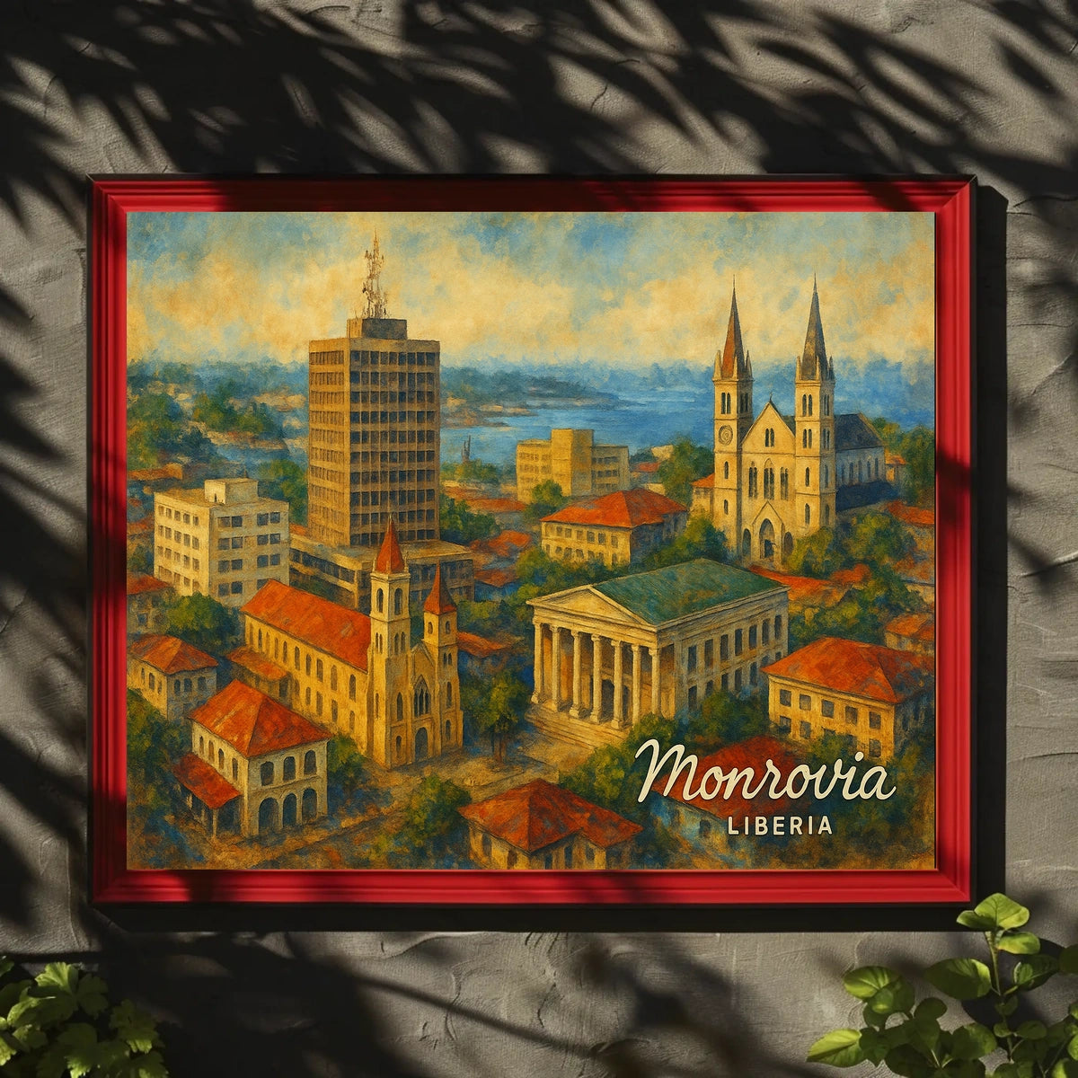 Monrovia Liberia Skyline Digital Painting Travelers Poster