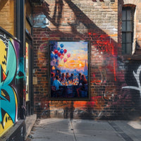 rooftop barbecue at sunset Poster