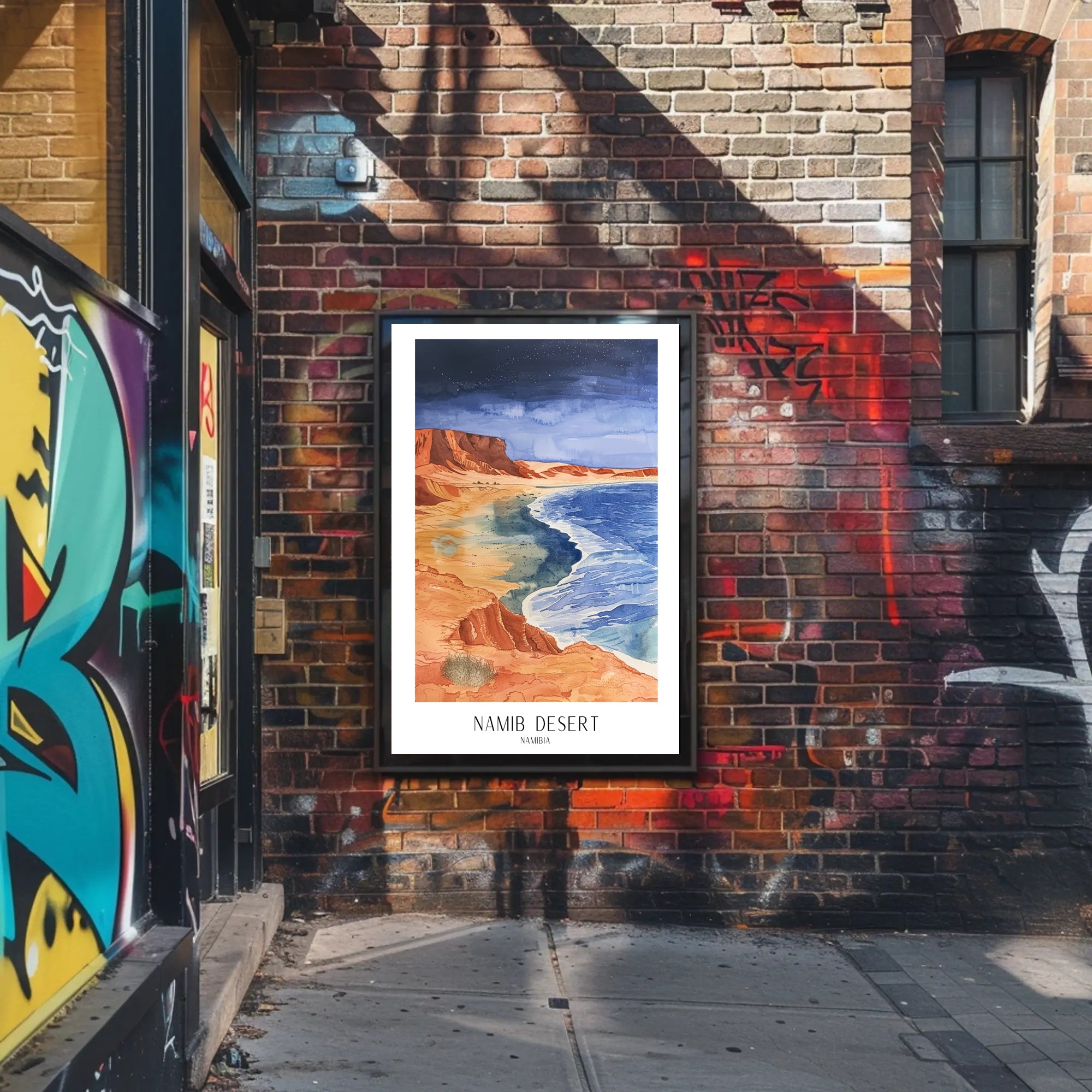 Namib Desert Night Sky Watercolor Travel Poster PosterGoat
