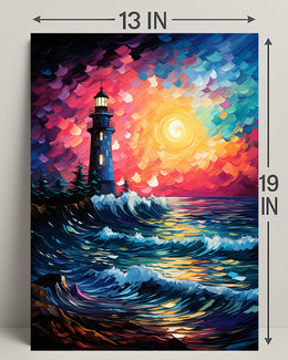 Lighthouse At Sunset Poster