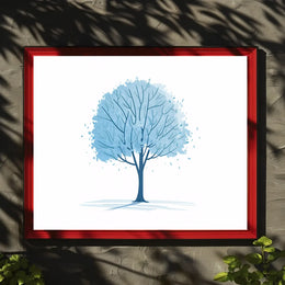 Tranquil Blue Tree Minimalist Art Print