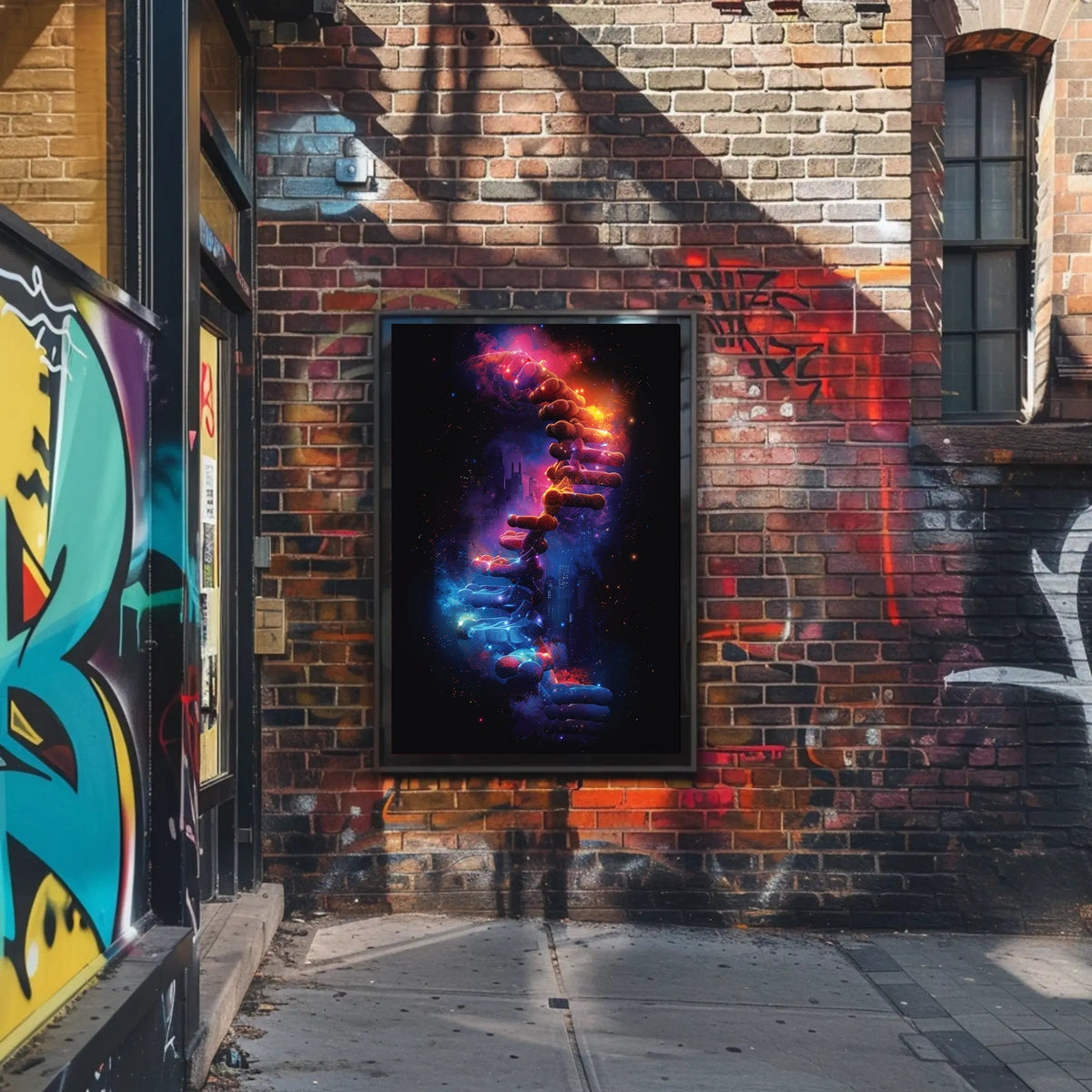 DNA Cosmos: Futuristic Art Poster of Discovery