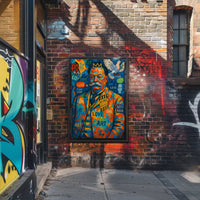 Colorful King with Crown and Dove Pop Culture Poster