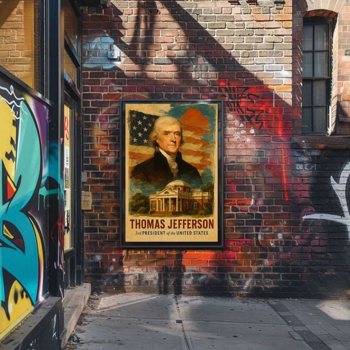 Thomas Jefferson 3rd President of the United States Layered Digital Collage Poster