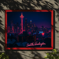 Neon Night in Seattle Poster