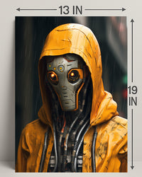 Cybernetic Sentinel In The Rain Poster PosterGoat